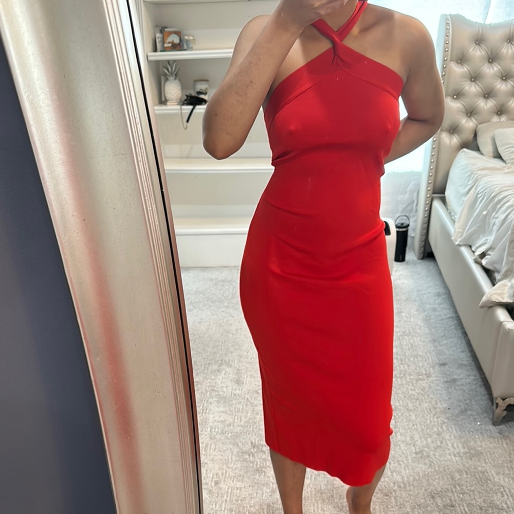 Elegant Red Halter Dress